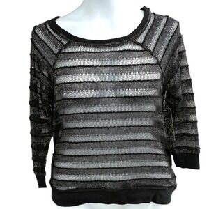 Rampage Black Sheer Knit Open Back Sweater Top XL NWT Y2K Layering